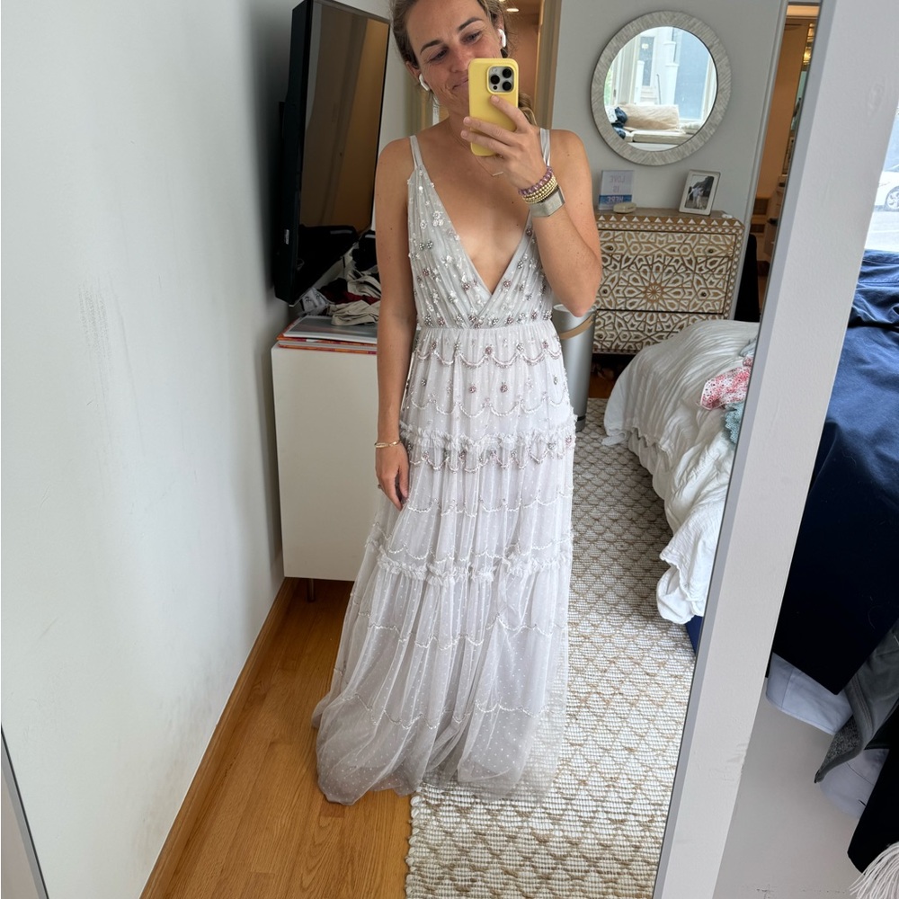 Embellished needle and thread gown // dusty lavender